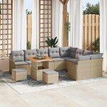 vidaXL Ensemble de canapé de jardin 12 Pièces Beige polyrotin