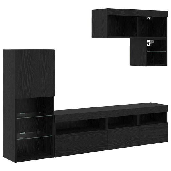 vidaXL Meubles TV muraux 6 Pièces Chêne noir Bois d'ingénierie