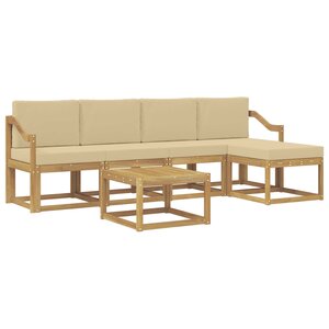 vidaXL Ensemble de canapés d'extérieur 6 pc Blanc et Beige
