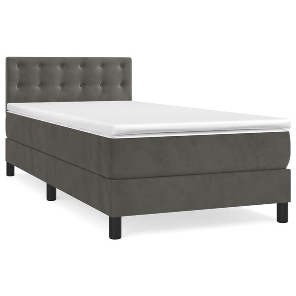 vidaXL Sommier à lattes de lit et matelas Gris foncé 90x200 cm Velours