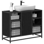 vidaXL Cabinet de salle de bain avec porte Chêne noir 80 x 33 x 60 cm
