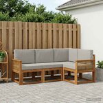 vidaXL Ensemble de canapés d'extérieur 4 pc Naturel et gris clair