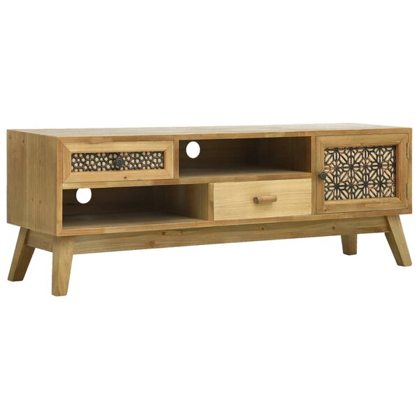 vidaXL Meuble TV Marron sculpté 120x30x42 cm Bois