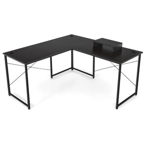 Bureau d'angle 150 x 150 x 74 cm ajustable à bureau droit grand table pour 2 personnes noir 20_0005642