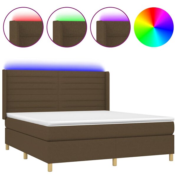 vidaXL Sommier à lattes de lit matelas et LED Marron foncé 180x200cm