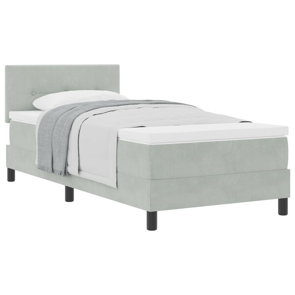 Lit Box Spring vidaXL avec Matelas Gris clair Simple Velours