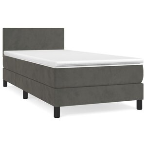 vidaXL Sommier à lattes de lit et matelas Gris foncé 90x200 cm Velours