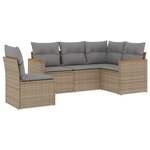 vidaXL Salon de jardin avec coussins 5Pièces mélange beige résine tressée