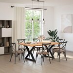 vidaXL Table à manger avec bord vivant 180x100x74 cm bois massif chêne