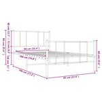 vidaXL Cadre de lit métal sans matelas avec pied de lit blanc 90x190cm