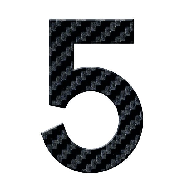 Numéro 5-Numéro adhésif pour boîtes aux lettres - Vinyle épais texturé, hauteur 50 mm - Carbone