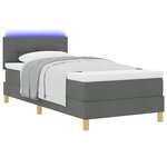 vidaXL Lit à ressort LED avec matelas Gris foncé 90 x 190 cm tissu