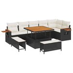 vidaXL Ensemble de canapé de jardin avec coussin 9 Pièces Noir et crème