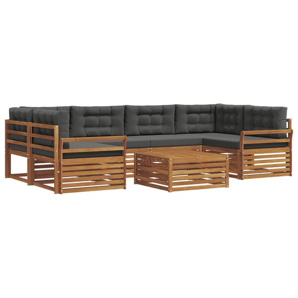 vidaXL Ensemble de canapés d'extérieur 7 Pièces Naturel et Anthracite