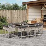 vidaXL Ensemble à manger de jardin 11Pièces avec coussins gris poly rotin