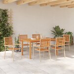 Ensemble de salle à manger de jardin vidaXL 7 pièces Beige Poly Rattan Acacia