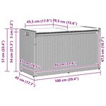 vidaXL Banc de rangement extérieur coussin gris 100 cm résine tressée