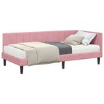 vidaXL Cadre de lit d'angle avec matelas Rose 90 x 190 cm Velours