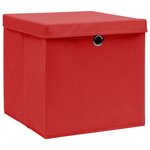 vidaXL Boîtes de rangement avec couvercles 10 Pièces 28x28x28 cm Rouge