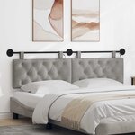vidaXL Tête de lit suspendue Avec lumière LED Gris clair Velours