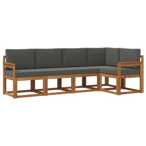 vidaXL Ensemble de canapés d'extérieur 5 Pièces Naturel et Anthracite