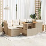 vidaXL Salon de jardin avec coussins 7 Pièces beige résine tressée