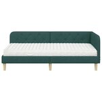 vidaXL Cadre de lit d'angle avec matelas Vert foncé 90 x 200 cm tissu