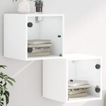 vidaXL Tables de chevet avec portes en verre 2 Pièces blanc 35x37x35 cm