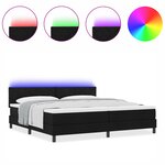 vidaXL Lit avec sommier & matelas & LED noir 200x200 cm en tissu