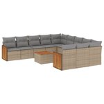 vidaXL Salon de jardin avec coussins 12 Pièces beige résine tressée