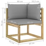 Vidaxl salon de jardin 12 pièces avec coussins bois de pin imprégné