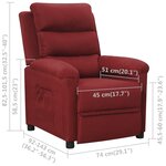 Vidaxl fauteuil inclinable rouge bordeaux tissu