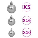 Vidaxl arbre de noël artificiel led et boules et pommes de pin 210 cm