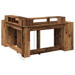 Bureau table poste de travail meuble d'ordinateur informatique étude avec lumières LED vieux bois bois d'ingénierie brun 02_0023440