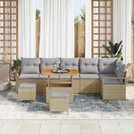 vidaXL Ensemble de canapé de jardin 9 Pièces Beige et Gris clair