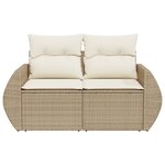 vidaXL Canapé de jardin avec coussins 2 places beige résine tressée