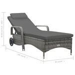 vidaXL Chaise longue avec roues Résine tressée Anthracite