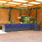 vidaXL Salon de jardin 6 Pièces avec coussins résine tressée gris