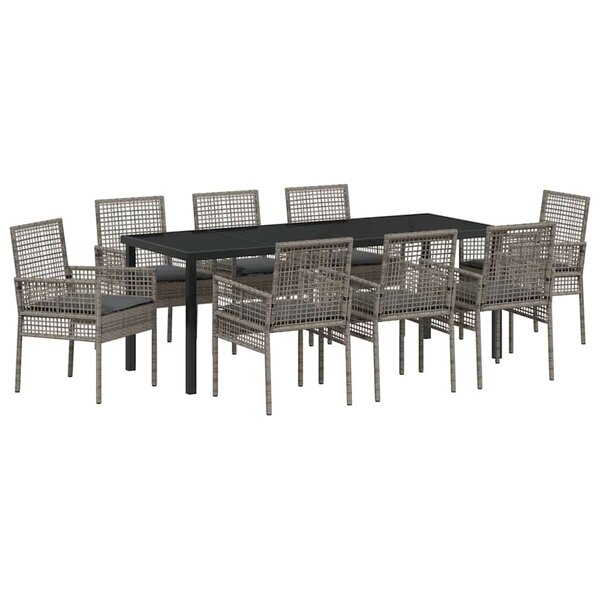 vidaXL Ensemble de salle à manger pour jardin 9 Pièces Gris polyrotin