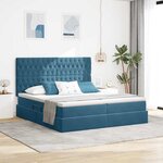 vidaXL Lit de rangement LED avec matelas Bleu foncé 180 x 200 cm