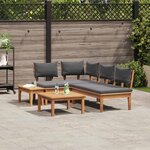 vidaXL Ensemble de banc de jardin avec coussin 4 Pièces Marron et gris