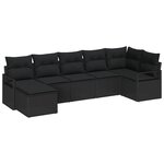 vidaXL Ensemble de canapé de jardin 7 Pièces Noir Poly rotin