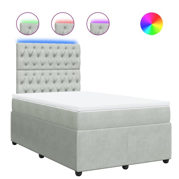 vidaXL Sommier à lattes de lit et matelas gris clair 120x190cm velours