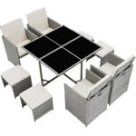Tectake Salon de jardin BILBAO 8 places avec housse de protection - gris clair
