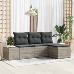 vidaXL Ensemble de canapé de jardin avec coussin 4 Pièces Gris clair