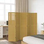 vidaXL Cloison de séparation 5 panneaux marron bois paulownia massif