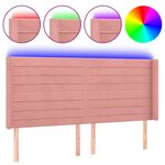 vidaXL Tête de lit à LED Rose 183x16x118/128 cm Velours