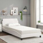 vidaXL Lit avec matelas Dover blanc 100x200 cm similicuir