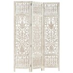 vidaXL Cloison de séparation 3 panneaux Blanc 120x165 cm Bois manguier