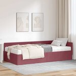 vidaXL Cadre de lit d'angle avec matelas Autre 2 Pièces Rouge tissu